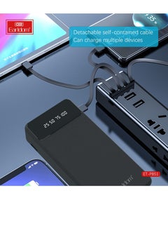 Earldom 20000mah Portable Power Bank 4 Wire In-Built Charging Cable Black  - Image 5