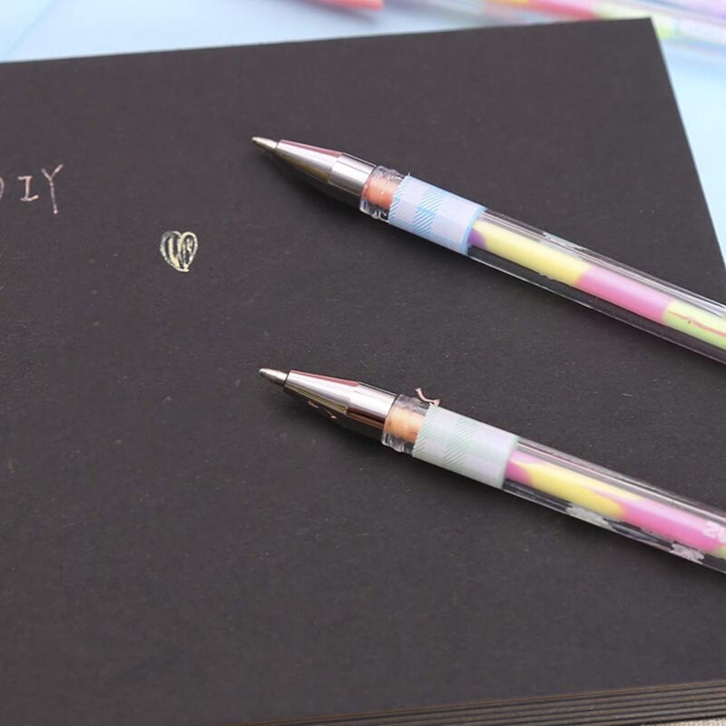 chrome قلم قوس قزح - عبوة من 6 قطع أقلام جل لامعة متعددة الألوان 0.8 مم قلم كروي لوازم المكتب والمدرسة إعادة تعبئة فلورية - Image 4