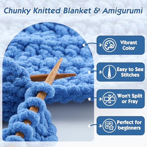 Lpalats Chunky Chenille Yarn for Crocheting - 1 Pack of 100g/3.5oz - #6 Super Bulky - Polyester - Baby Blanket Yarn for Crochet Amigurumi Blankets (1, Pure White) - Image 2