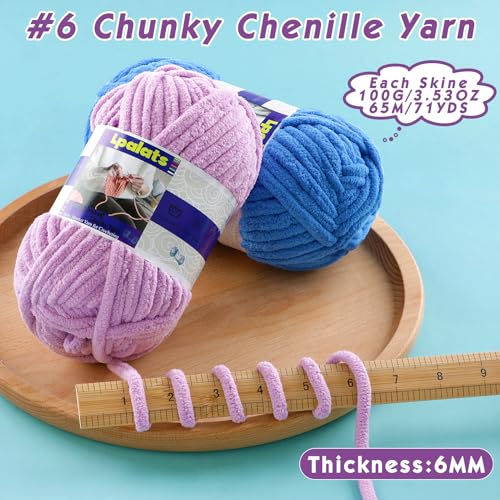 Lpalats Chunky Chenille Yarn for Crocheting - 1 Pack of 100g/3.5oz - #6 Super Bulky - Polyester - Baby Blanket Yarn for Crochet Amigurumi Blankets (1, Pure White) - Image 3