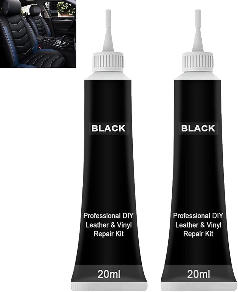 koahde Leather Repair Cream,Leather Recoloring Balm,Leather Color cream,Leather Restorer For Furniture, Couch, Car Seats,Shoes, Sofa, Leather Jacket, Refurbishing,Leather Restoration,Black 20ml 2pcs Stable base - Image 1