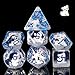 Cusdie 7Die Dice DND Polyhedral Dice Set Filled with Animal for Role Playing Game DD Dice White Fox - Image 2