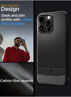 Spigen غطاء حماية Rugged Armor MagFit لهاتف iPhone 15 Pro Max مع MagSafe وتركيبات من ألياف الكربون - أسود مطفي  - Image 3
