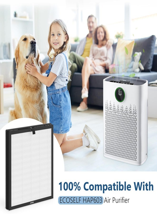 GoKBNY عبوة من 4 فلاتر بديلة لجهاز تنقية الهواء ECOSELF HAP603 / HAP603WF، فلتر H13 True HEPA، رقم المنتج: RFHAP603، لون أبيض - Image 3