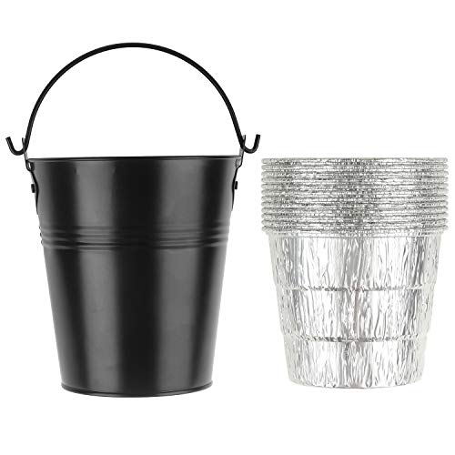 Firsgrill Drip Grease Bucket and 12-Pack Liners for Traeger 20/22/34 Series, Pit Boss etc Pellet Grill Smoker (Black 12) - Image 1