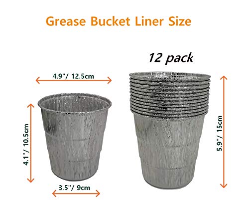 Firsgrill Drip Grease Bucket and 12-Pack Liners for Traeger 20/22/34 Series, Pit Boss etc Pellet Grill Smoker (Black 12) - Image 2