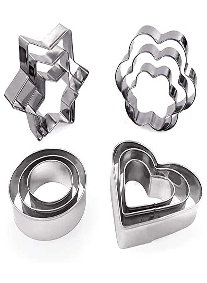 softi Look Out 12 Pieces Cookie Cutter Set | 4 Different Shapes, 3 Sizes, Stainless Steel - Image 1
