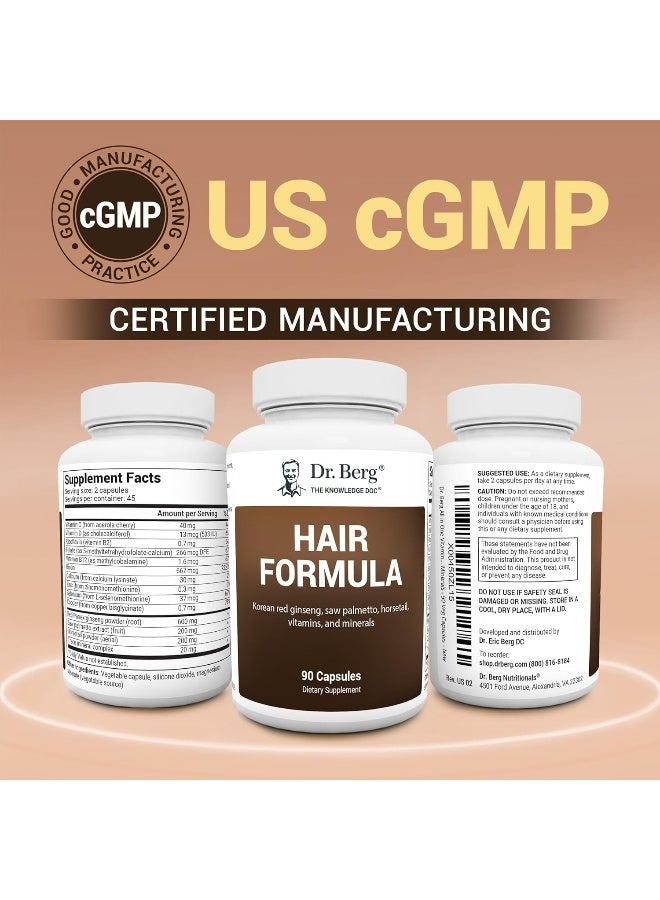 Dr. Berg Nutritionals Dr. Berg All-In-One Vitamins For Hair, Skin, & Nails - Advanced Formula With Biotin, Saw Palmetto, Dht Blocker, & Trace Minerals - 90 Veg Capsules - Image 5