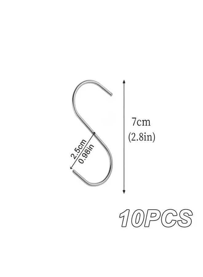 10pcs 7cm Stainless Steel S Hooks For Kitchen Pots Pans Bathroom Home Hanging - Image 1