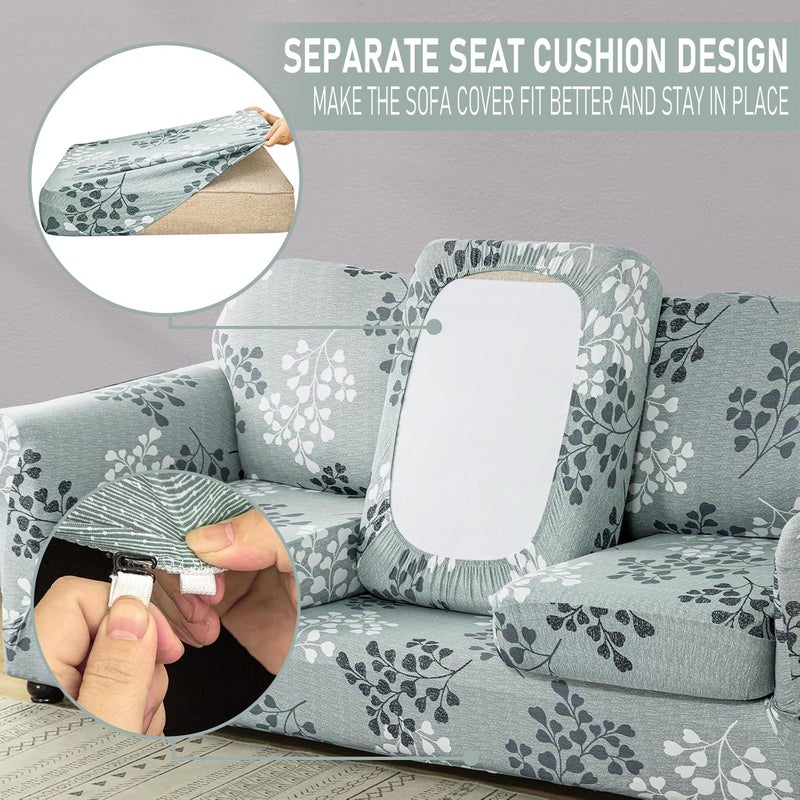 Lamberia Printed Sofa Cover for 2 Cushion Couch High Stretch Sofa Slipcovers 3 Piece Loveseat Slipcover with Two Separate Cushion Covers Elastic Bottom Floral Pattern (Fall, Loveseat) - Image 4