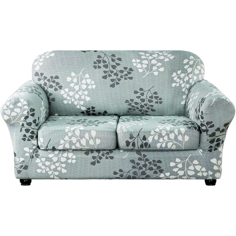 Lamberia Printed Sofa Cover for 2 Cushion Couch High Stretch Sofa Slipcovers 3 Piece Loveseat Slipcover with Two Separate Cushion Covers Elastic Bottom Floral Pattern (Fall, Loveseat) - Image 1