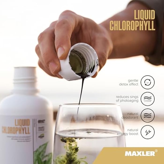 Maxler Liquid Chlorophyll Natural Flavor - Internal Deodorant for Body Odor & Bad Breath Supplement - Vegan Liquid Chlorophyll - 132 mg of Chlorophyllin per 1 Serving (15 Servings) - 15.2 fl oz - Image 4