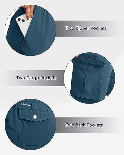 Soothfeel Women's Cargo Capris Pants with 6 Pockets Lightweight Quick Dry Travel Hiking Summer Pants for Women Casual (Blue Grey, XL) - Image 4