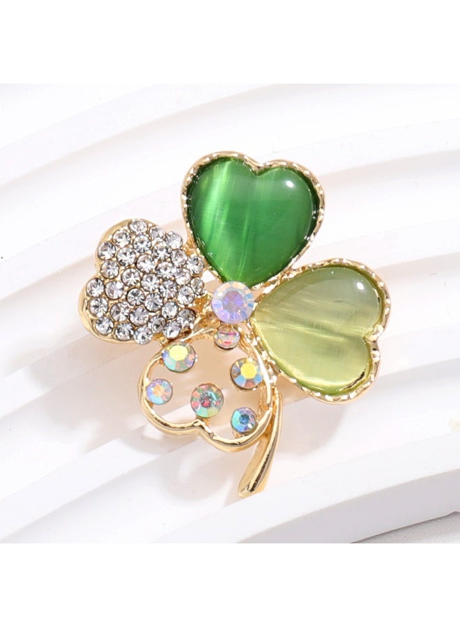 Mark Fairwhale New Four Leaf Clover Glass Alloy Brooch