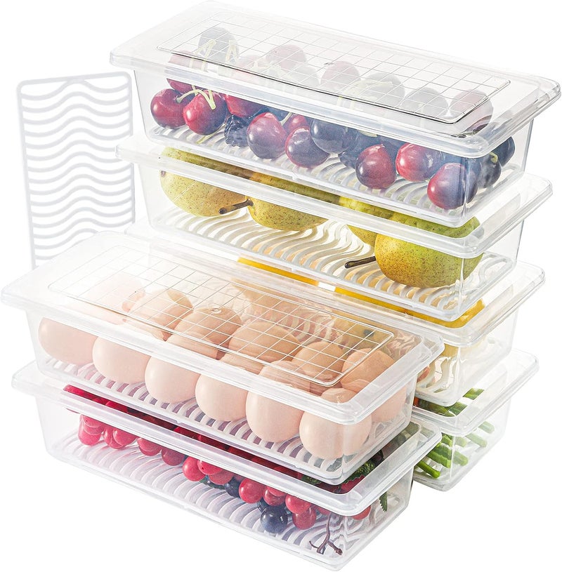 HOMENU Fridge Storage Containers Organiser Storage Boxes Vegetable Storage Box for Refrigerator Freezer Containers Fridge Container Food Storage Containers(Pack of 8) - Image 4