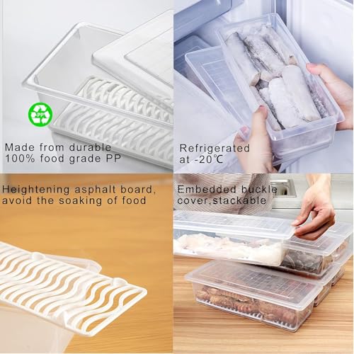 HOMENU Fridge Storage Containers Organiser Storage Boxes Vegetable Storage Box for Refrigerator Freezer Containers Fridge Container Food Storage Containers(Pack of 8) - Image 3