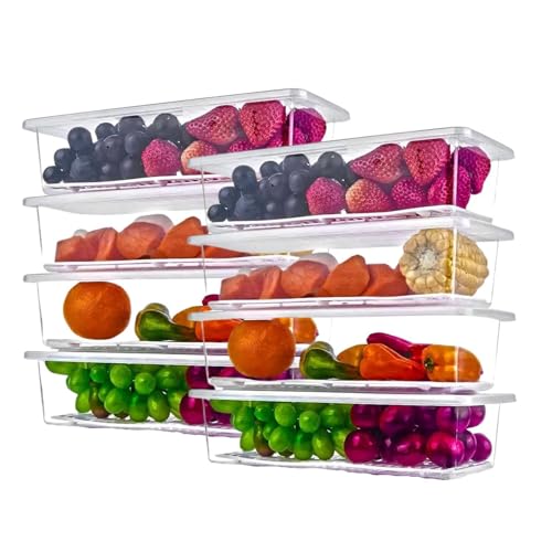 HOMENU Fridge Storage Containers Organiser Storage Boxes Vegetable Storage Box for Refrigerator Freezer Containers Fridge Container Food Storage Containers(Pack of 8) - Image 1