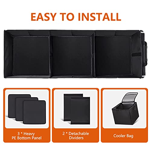 AOPHY Car Trunk Organizer with Insulated Leakproof Cooler Bag, 4 in 1 Waterproof Portable Car Storage Organizer with Collapsible Cover, 3 Large Compartments, Trunk Organizer for Car, SUV, Truck - Image 5