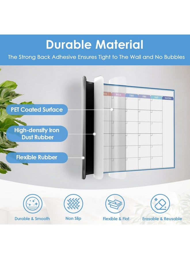 MaxGear Large Dry Erase Calendar For Wall, 36" X 24" Self-Adhesive Monthly Wall Calendar, Month Dry Erase White Board With 4 Markers, 1 Eraser, 4 Magnets, 1 Marker Holder For Office Home School  - Image 3