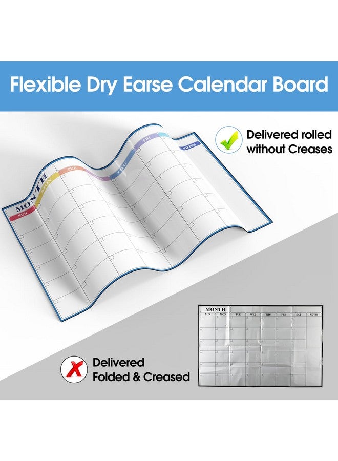 MaxGear Large Dry Erase Calendar For Wall, 36" X 24" Self-Adhesive Monthly Wall Calendar, Month Dry Erase White Board With 4 Markers, 1 Eraser, 4 Magnets, 1 Marker Holder For Office Home School  - Image 2