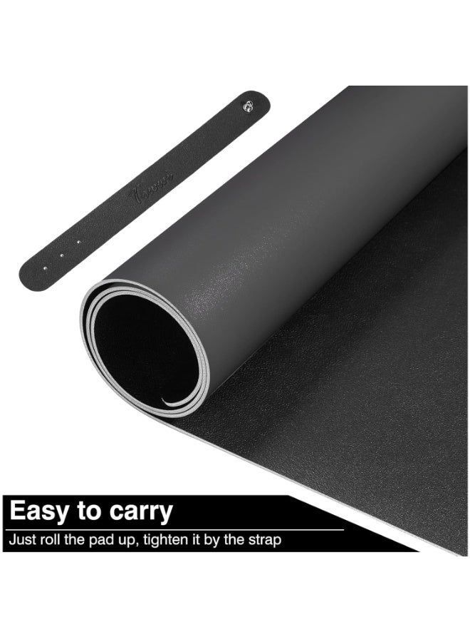 Towwi Desk Pad 80×40cm Waterproof Leather Desk Mat – Large Smooth Surface Mouse & Keyboard Pad (Black) - Image 2