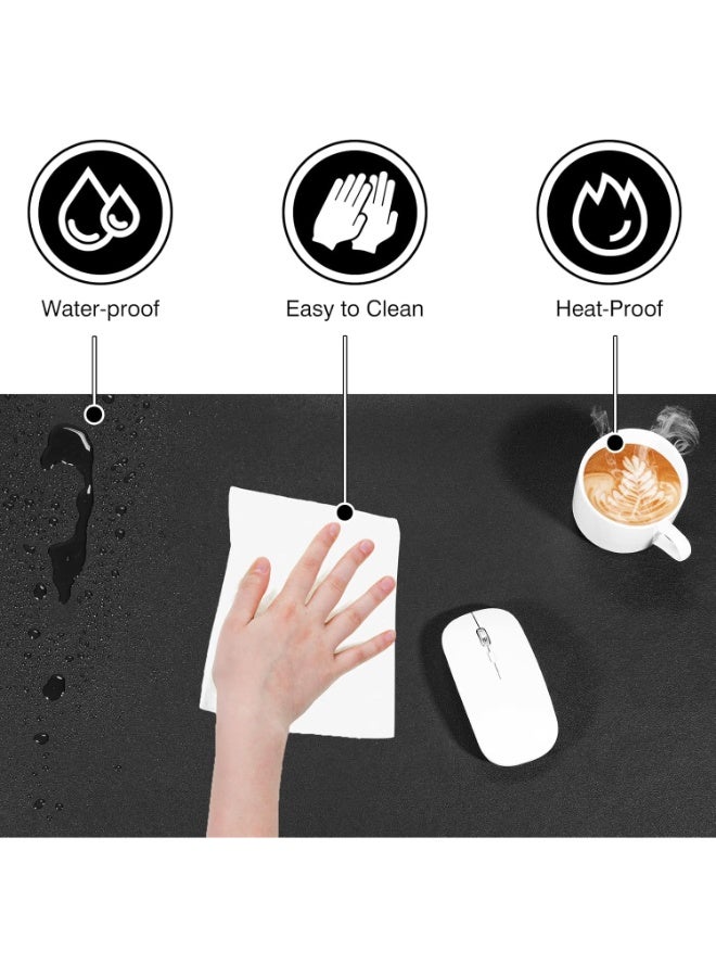 Towwi Desk Pad 80×40cm Waterproof Leather Desk Mat – Large Smooth Surface Mouse & Keyboard Pad (Black) - Image 3
