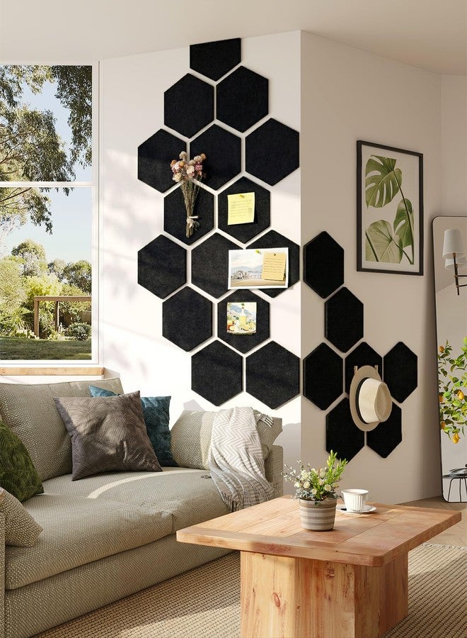 Uoisaiko 8 Pack Hexagon Felt Bulletin Board Tiles - 11.8" Large Thick Pin Board for Walls with 30 Push Pins, DIY Boards for Office Home School Decor, Aesthetic Hex Cork Board Alternative - Image 2