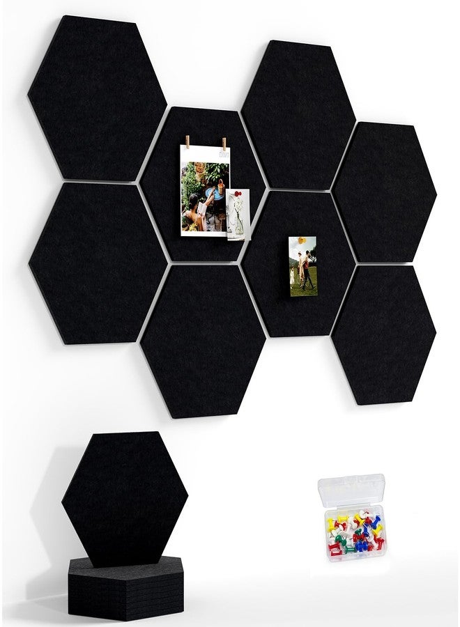 Uoisaiko 8 Pack Hexagon Felt Bulletin Board Tiles - 11.8" Large Thick Pin Board for Walls with 30 Push Pins, DIY Boards for Office Home School Decor, Aesthetic Hex Cork Board Alternative - Image 1
