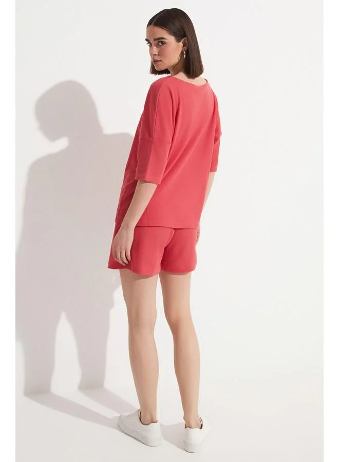 JUNE June 100% Cotton Short & T-Shirt Set Pink