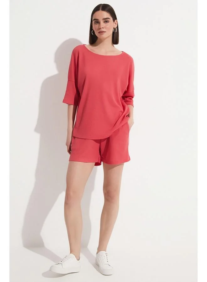 JUNE June 100% Cotton Short & T-Shirt Set Pink
