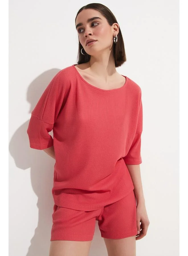 JUNE June 100% Cotton Short & T-Shirt Set Pink
