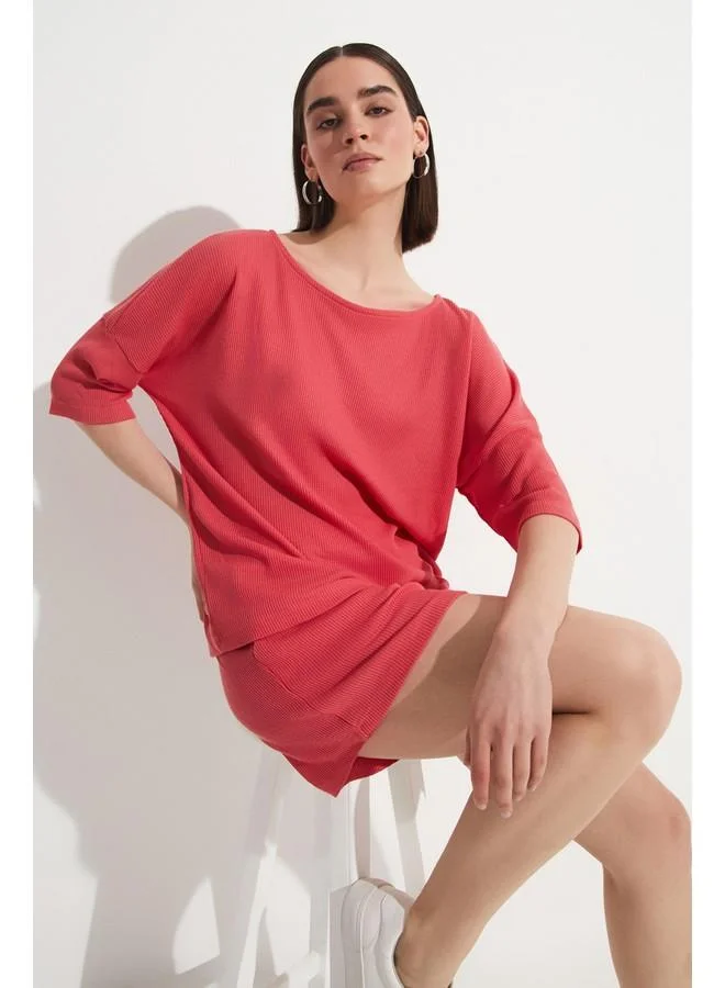 JUNE June 100% Cotton Short & T-Shirt Set Pink