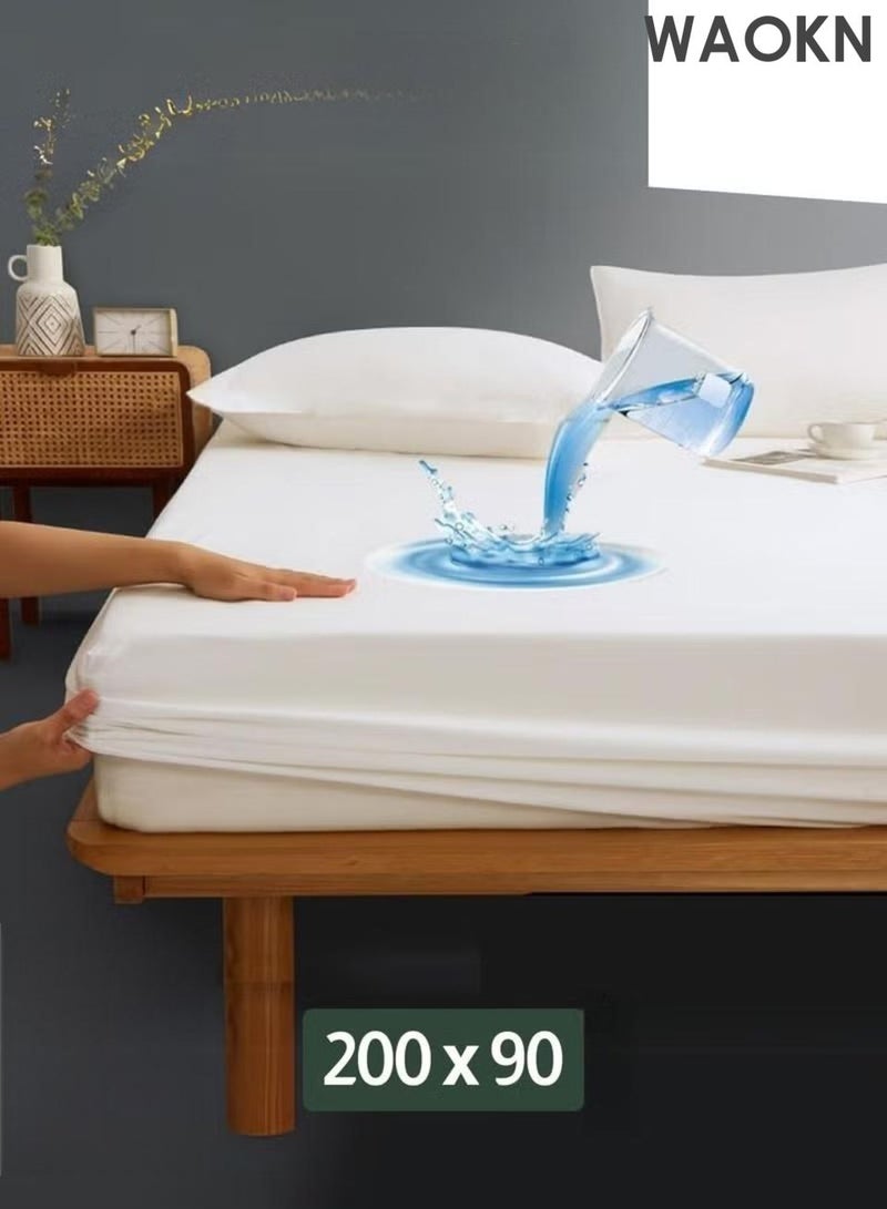 دبليو أيه أو كي أن غطاء واقٍ للمرتبة مقاوم للماء، مصنوع من مادة صوف المرجان، مع حساسية منخفضة لحماية البشرة بشكل أفضل، ووسائد ناعمة وجيدة التهوية، وقطن خالٍ من الضوضاء لحماية مريحة، وغطاء واقٍ للمرتبة كبير الحجم بلون سادة. - Image 1