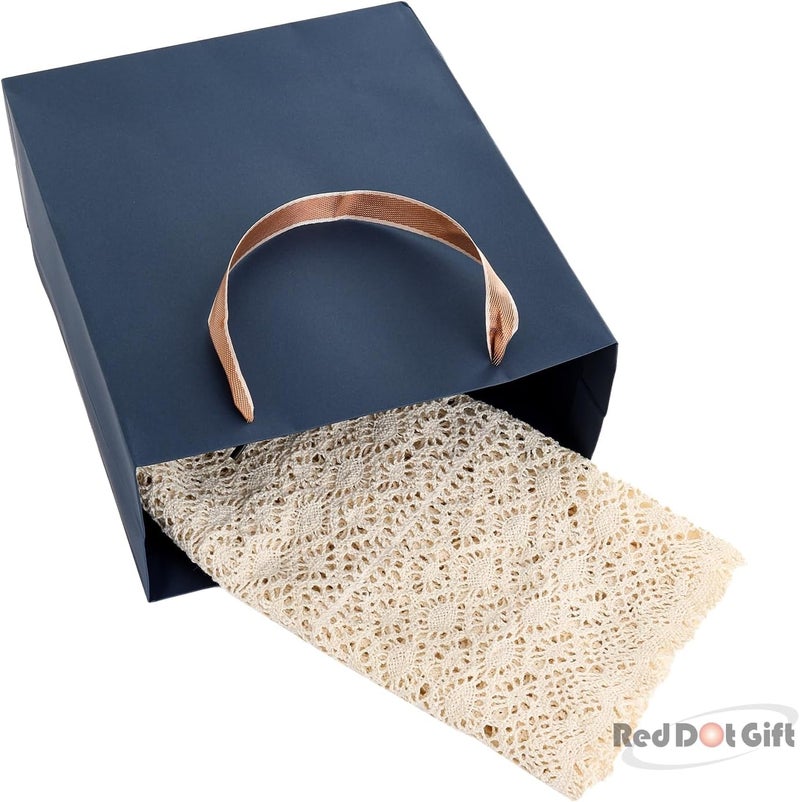 Red Dot Gift® 10-Pack (H31x26x12) cm Blue Color Plain Specialty Paper Bags, Shopping Paper Bags 230gsm Thickness Paper Bags with Gold Ribbon Handle. - Image 5