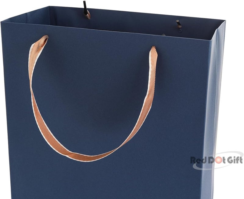 Red Dot Gift® 10-Pack (H31x26x12) cm Blue Color Plain Specialty Paper Bags, Shopping Paper Bags 230gsm Thickness Paper Bags with Gold Ribbon Handle. - Image 3