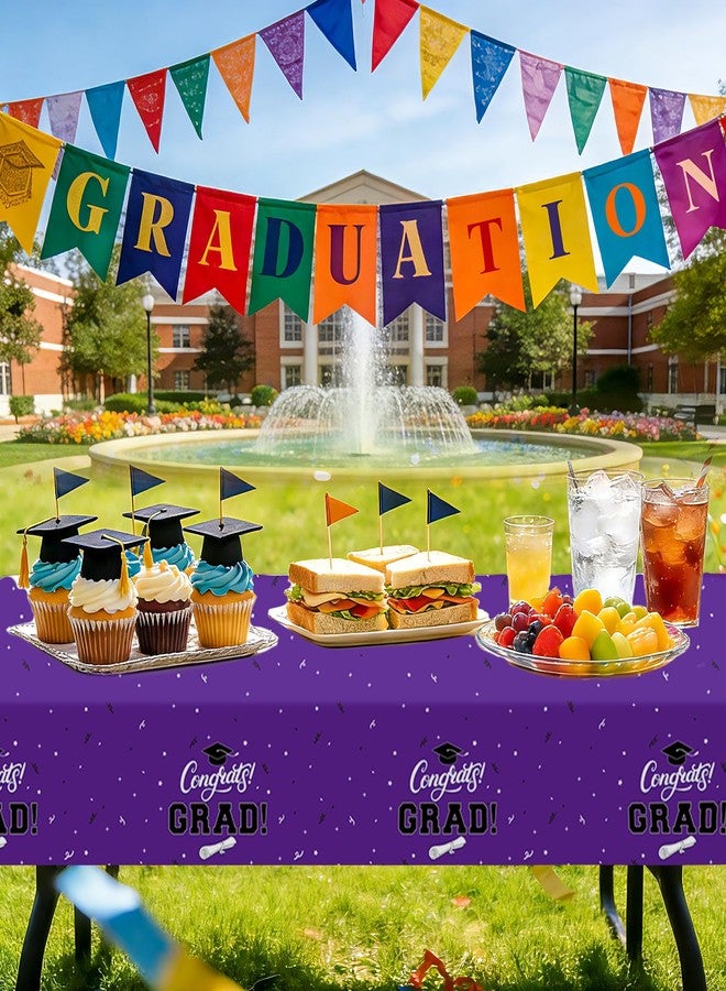 Tbsone Graduation Tablecloth 2026, 3 Pack Disposable Plastic Table Covers 54" x 108", Congrats Grad Party Supplies for College & High School Graduation (Purple) - Image 5