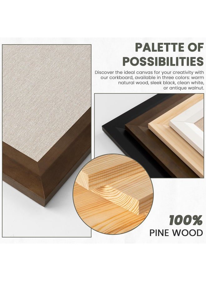 Acovy Bulletin Board Cork Board with Linen, 100% Wood Framed 30" x 20" Bulletin Board Decorations, Pin Boards for Walls, Wall Mounted Fabric Picture Board with 10 Pushpins for School, Home & Office, White - Image 2