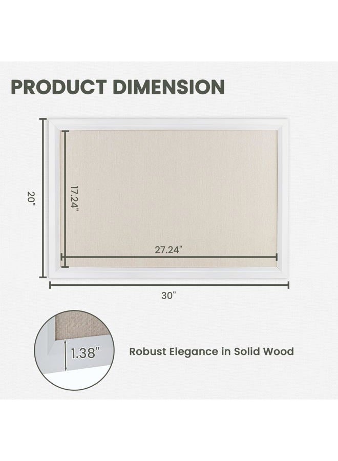 Acovy Bulletin Board Cork Board with Linen, 100% Wood Framed 30" x 20" Bulletin Board Decorations, Pin Boards for Walls, Wall Mounted Fabric Picture Board with 10 Pushpins for School, Home & Office, White - Image 4