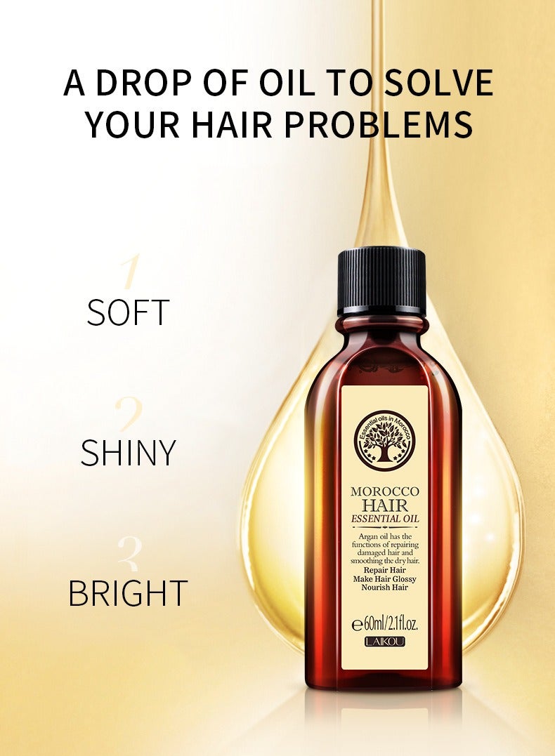 موروكو Argan Oil Smooth Hair Care Oil, Improves Hair Frizziness And Tangles, Wash-free Hair Care Oil 60ml - Image 2