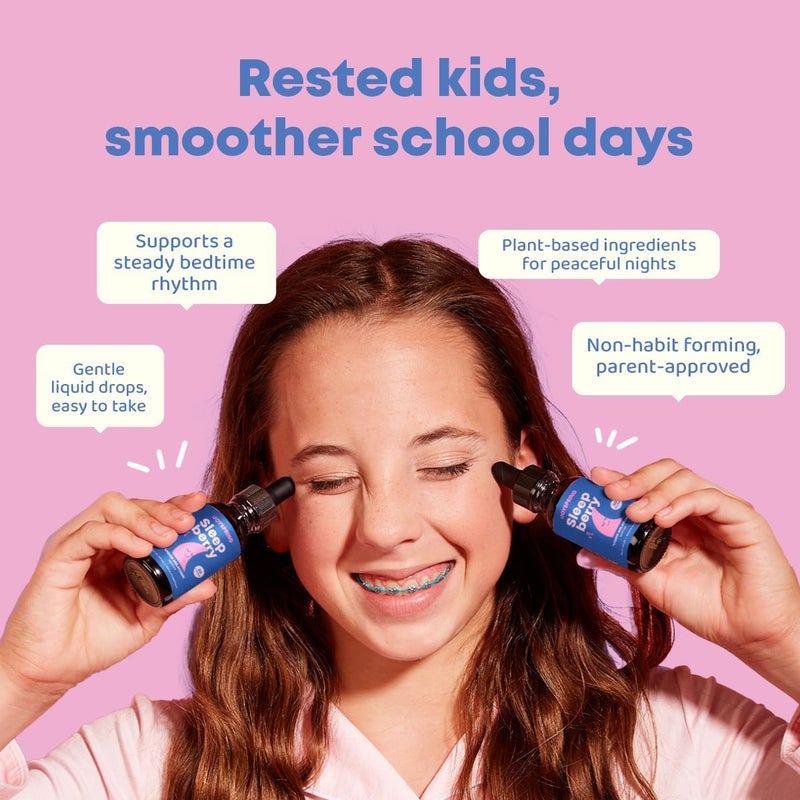 JoySpring Sleepberry Kids Melatonin 3 mg  Liquid Sleep Aid with L Theanine High Absorption Berry Drops 2 fl oz 60 Servings Childrens Melatonin with Vitamin D Kids Travel Essentials - Image 2