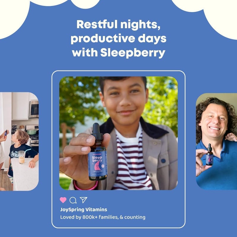 JoySpring Sleepberry Kids Melatonin 3 mg  Liquid Sleep Aid with L Theanine High Absorption Berry Drops 2 fl oz 60 Servings Childrens Melatonin with Vitamin D Kids Travel Essentials - Image 5