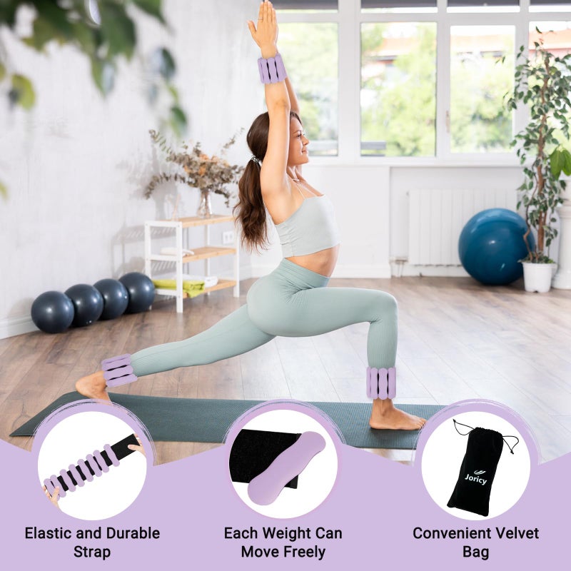 JORICY Wrist Weights Adjustable Ankle Weights for Women Men 1lb*2 Silicone Arm & Leg Weighted Bracelet for Yoga Pilates Running Walking Swimming Physical Therapy Strength Training Purple - Image 5