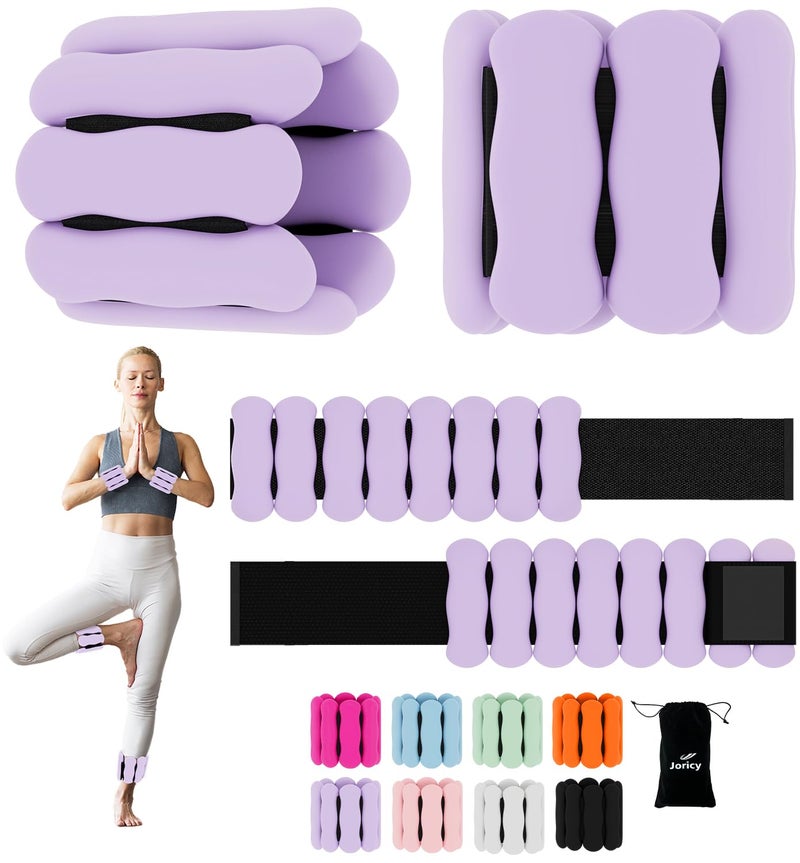 JORICY Wrist Weights Adjustable Ankle Weights for Women Men 1lb*2 Silicone Arm & Leg Weighted Bracelet for Yoga Pilates Running Walking Swimming Physical Therapy Strength Training Purple - Image 1