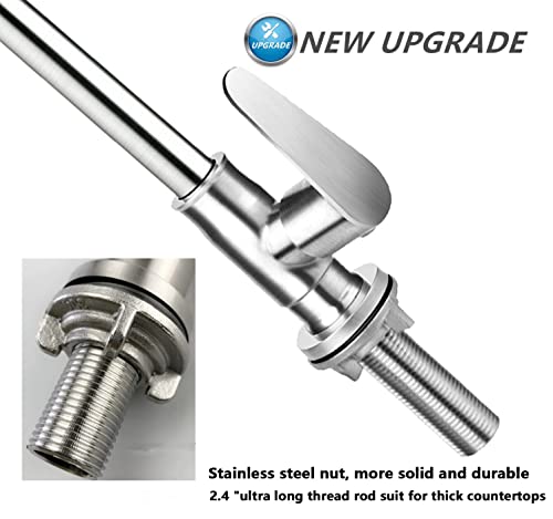 Gonabos Brushed Nickel Cold Water Faucet Only,SUS304 Stainless Steel Cold Water Kitchen Faucet Single Handle Single Hole Cold Water Faucet for Kitchen,Outdoor, Garden and Bar with Hose and Longer Thread Pipe - Image 2