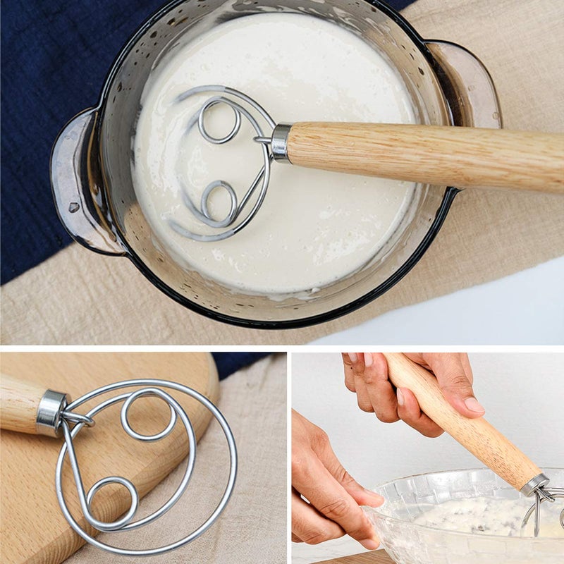 TrueColor Danish Dough Whisk Stainless Steel Dutch Style Hand Bread Mixer Dough Whisk Baking Tool For Pastry or Pizza Style 2 - Image 3