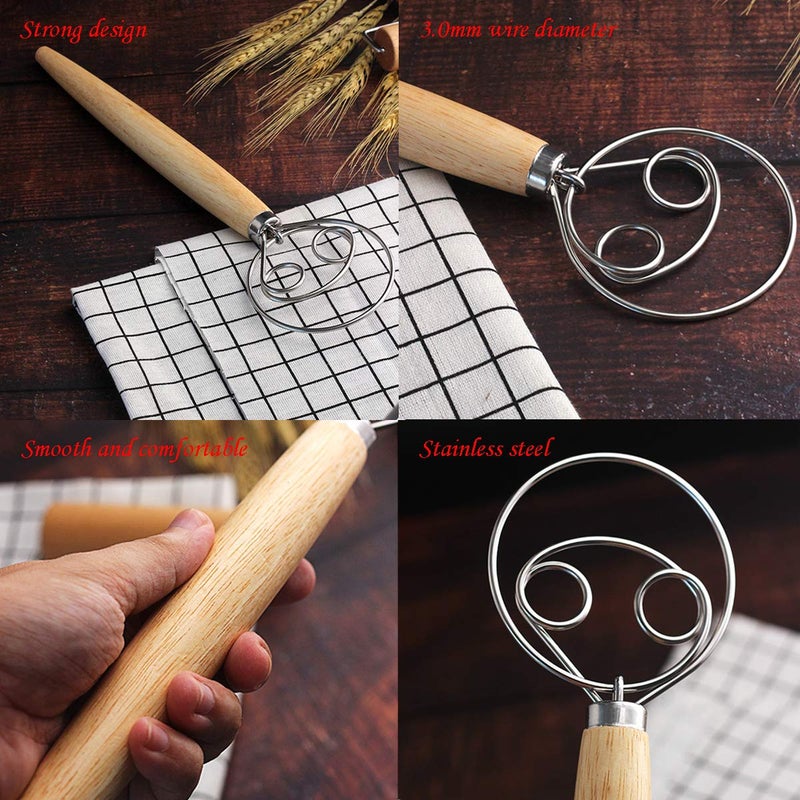 TrueColor Danish Dough Whisk Stainless Steel Dutch Style Hand Bread Mixer Dough Whisk Baking Tool For Pastry or Pizza Style 2 - Image 2