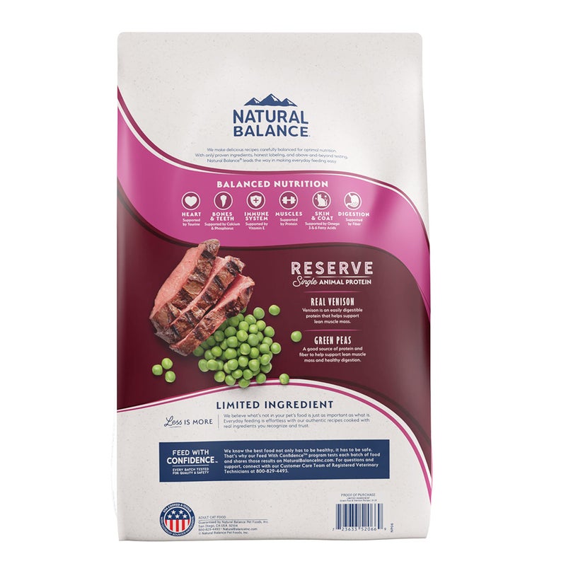 Natural Balance Limited Ingredient Reserve Grain Free Dry Cat Food, Green Pea & Venison Recipe, 8 lbs. - Image 2