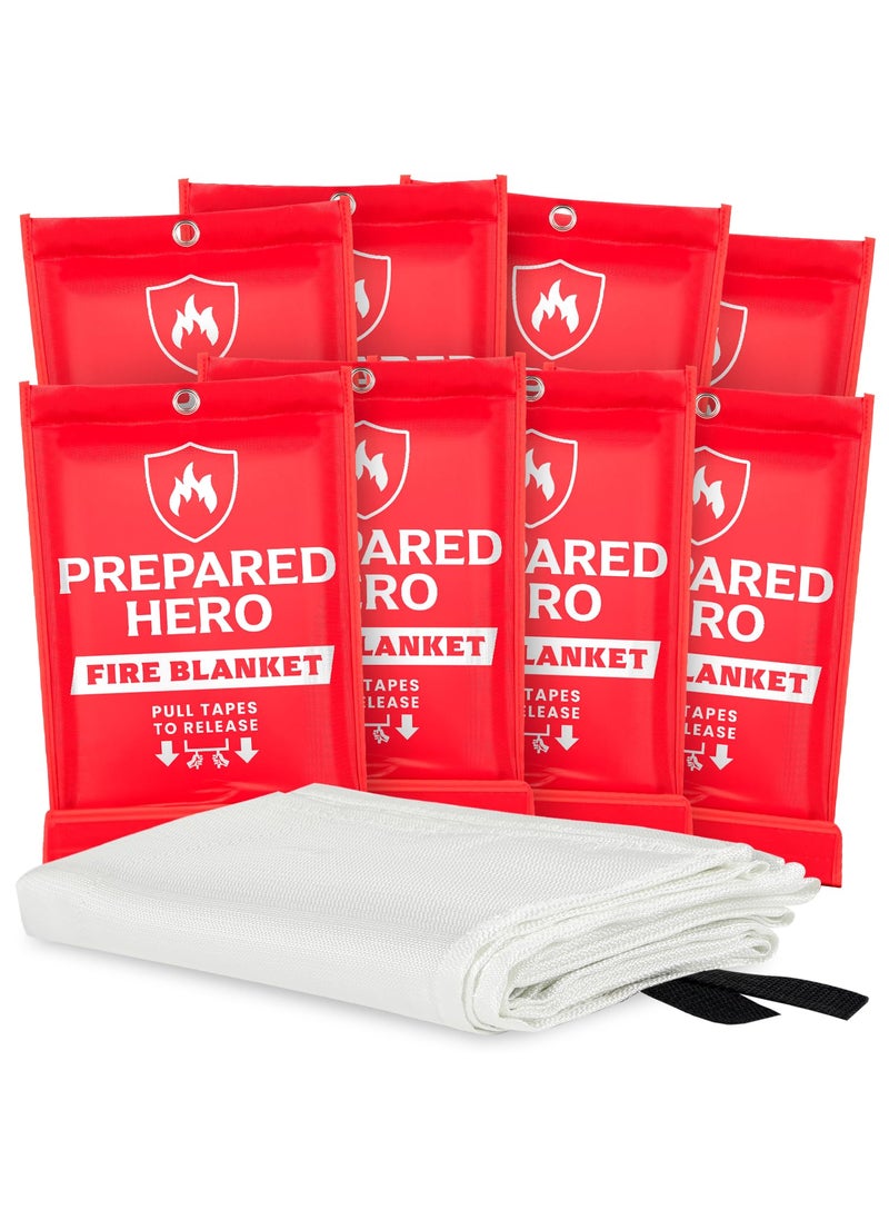 Prepared Hero Prepared Hero Emergency Fire Blanket  8 Pack  40 x 40 Fiberglass Suppression Blanket for Kitchen and Home 