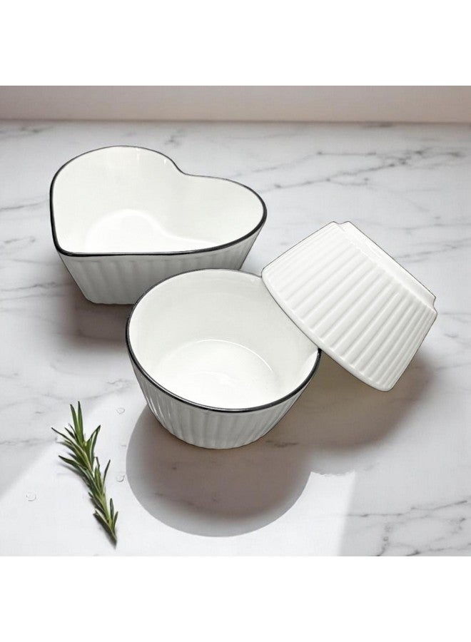OLWICK أوعية سيراميك فريدة على شكل قلب ودائرة من OLWICK للحبوب، الحساء، المعكرونة، الشوفان، السلطة والأرز، آمنة للاستخدام في الميكروويف وغسالة الصحون، مجموعة من 3، 250 مل - Image 1