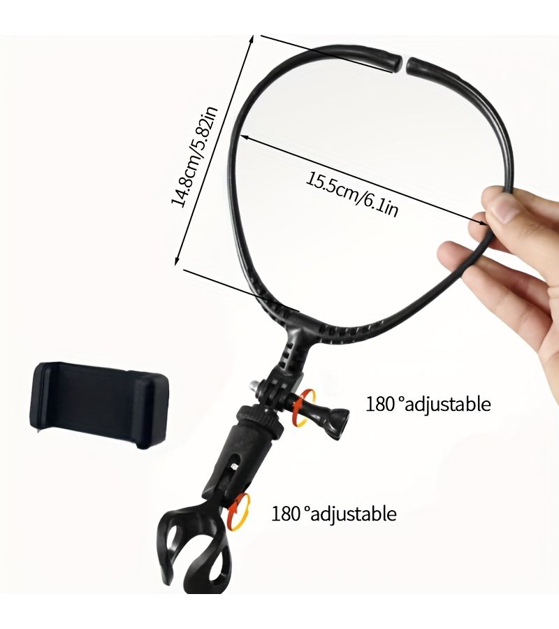 Upgraded Black 180° Adjustable Hands Free Microphone Stand with Phone Holder and Clip for Speech Singing Guitar Playing Hosting Outdoor Live Streaming Vlogging Compatible with Mics Phones Sports Cameras - Image 2